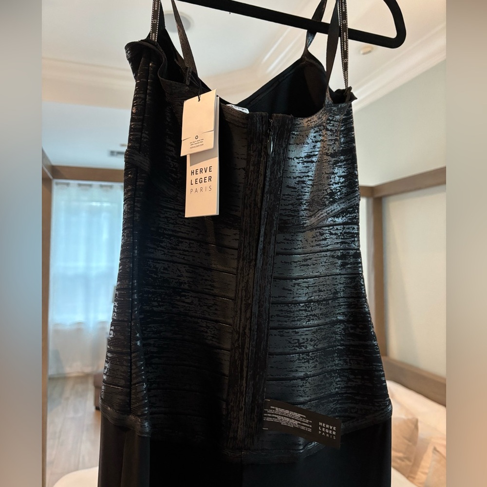 Herve Leger Black Ribbed Trumpet Maxi Dress - Picture 5 of 5